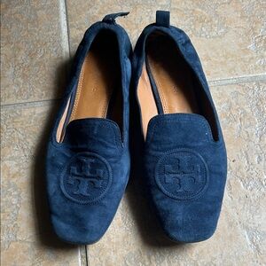 Tory Burch Dark Blue Suede Loafers